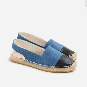 J Crew Made-in-Spain cap toe slingback espadrilles in denim CA077
